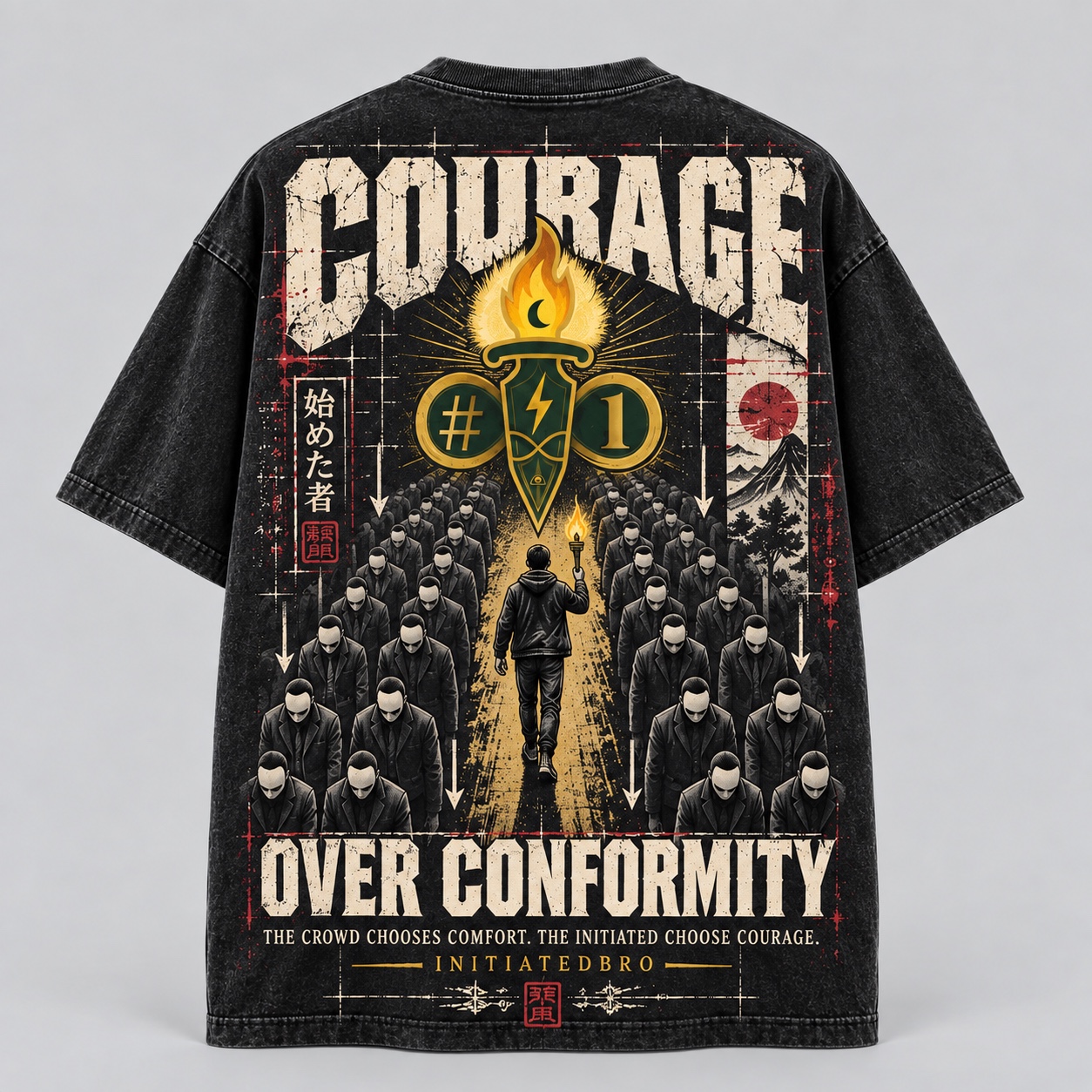 Courage over conformity graphic tee, full back view