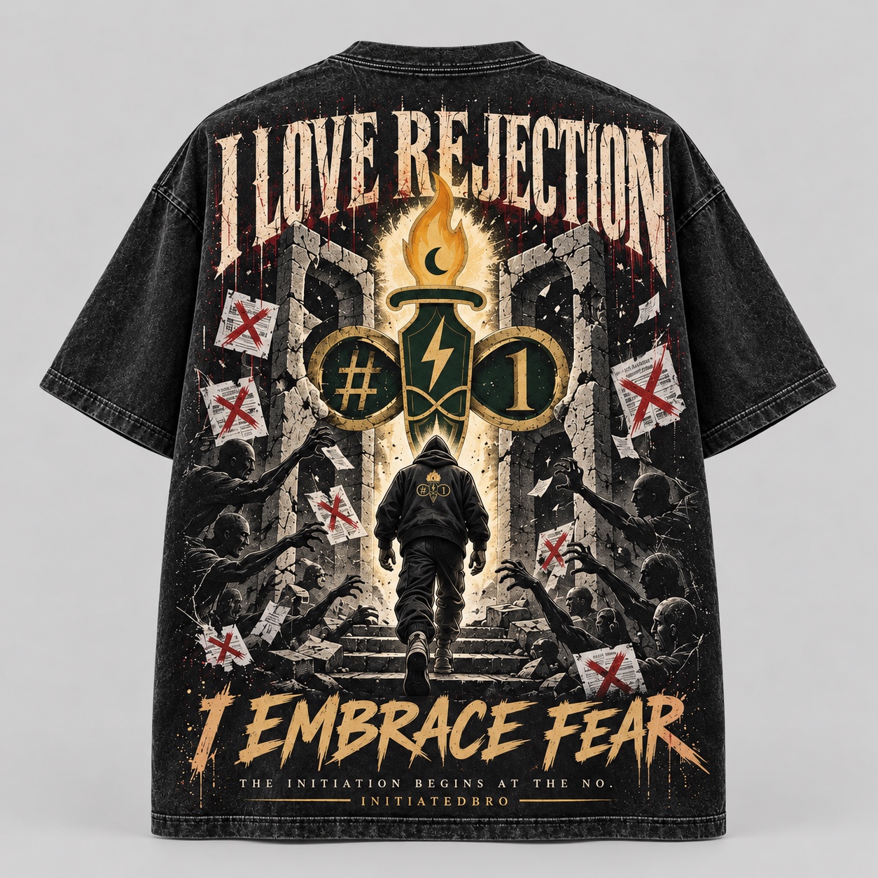 I Love Rejection graphic tee, full back view